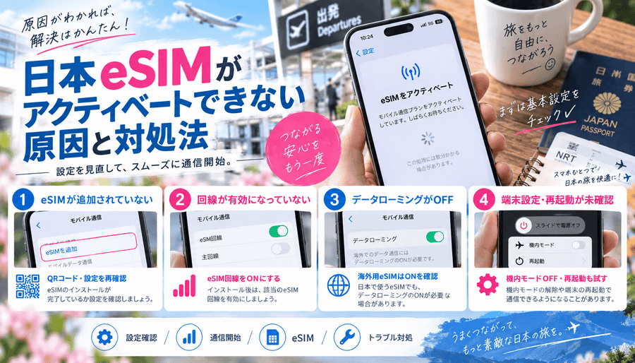 日本eSIMがアクティベートできない原因と対処法
