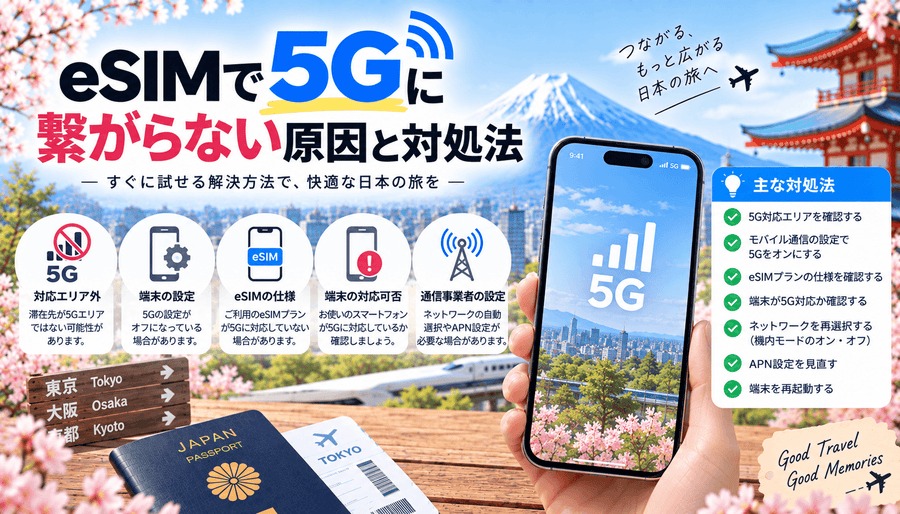 eSIMで5Gに繋がらない原因と対処法