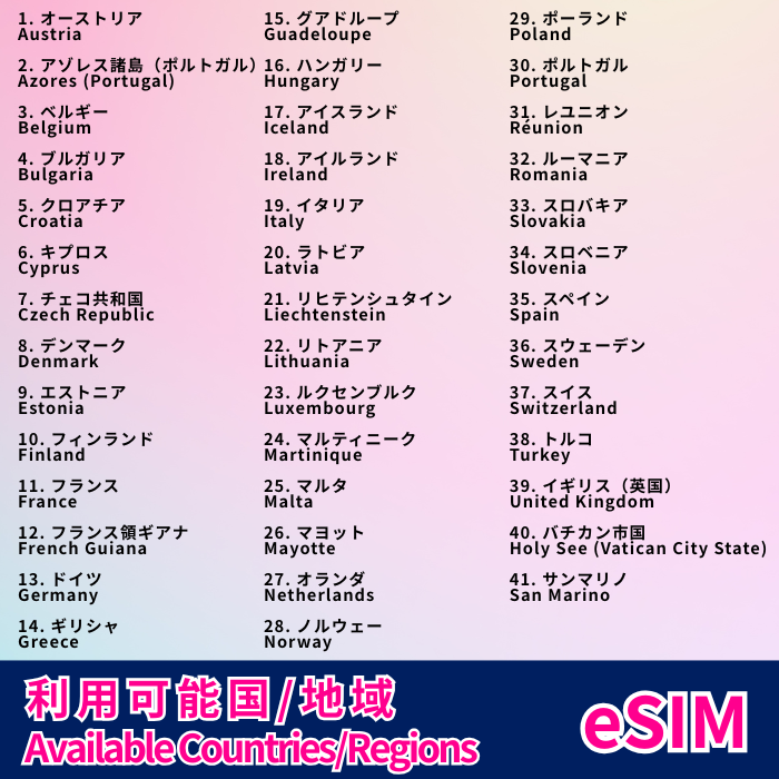 ヨーロッパ41地域周遊 | 高速データ使い放題