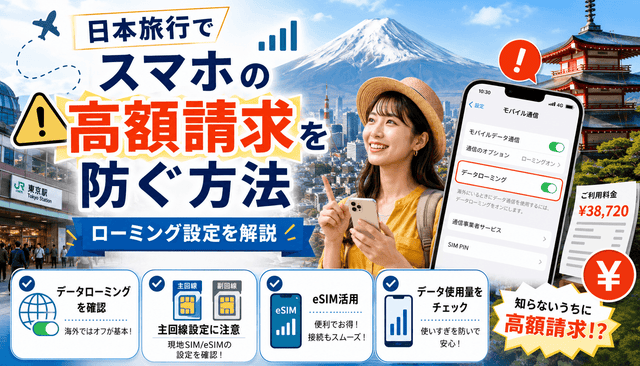 日本旅行でスマホの高額請求を防ぐ方法｜ローミング設定を解説