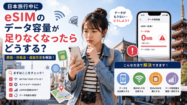 日本旅行中にeSIMのデータ容量が足りなくなったらどうする？