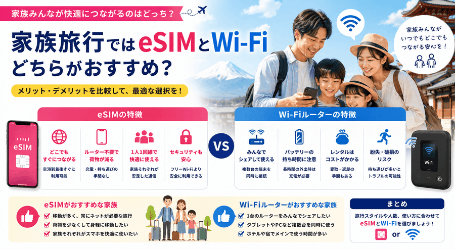 家族旅行ではeSIMとWi-Fiどちらがおすすめ？