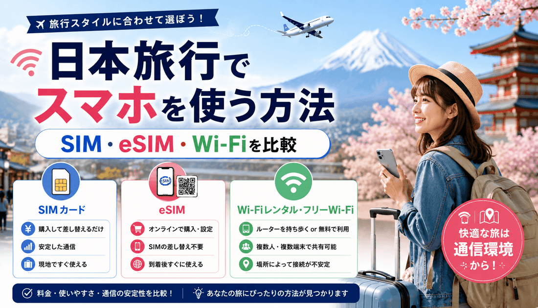 日本旅行でスマホを使う方法｜SIM・eSIM・Wi-Fiを比較