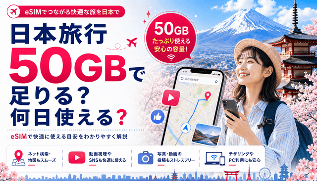 日本旅行50GBで足りる？何日使える？