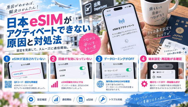 日本eSIMがアクティベートできない原因と対処法