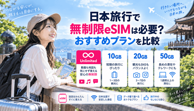 日本旅行で無制限eSIMは必要？おすすめプランを比較