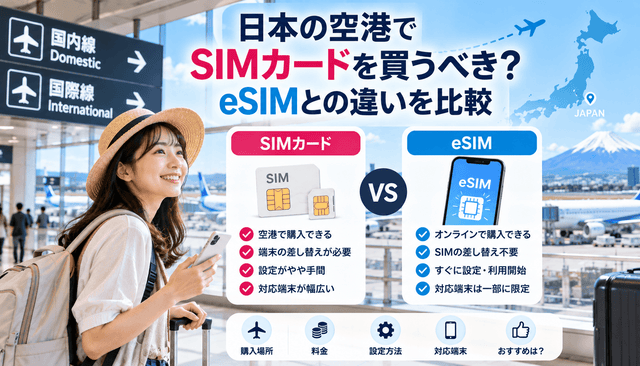 日本の空港でSIMカードを買うべき？eSIMとの違いを比較