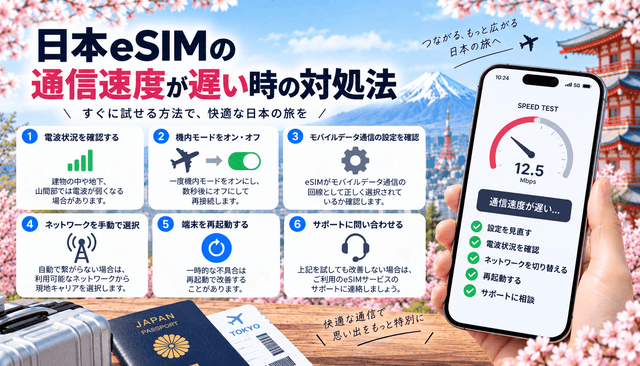 日本eSIMの通信速度が遅い時の対処法