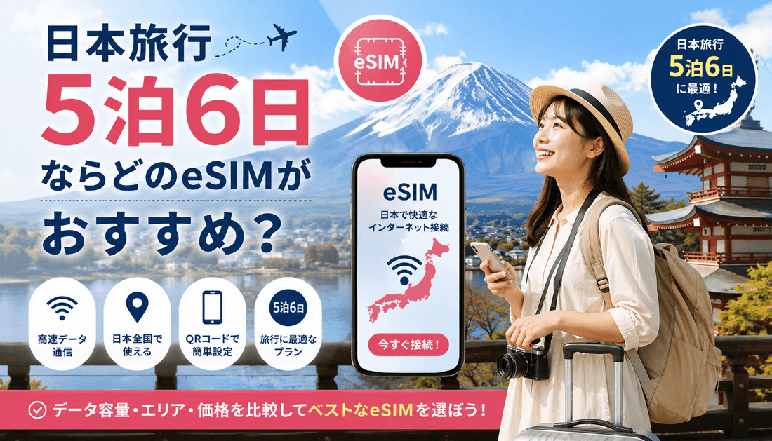 日本旅行5泊6日ならどのeSIMがおすすめ？