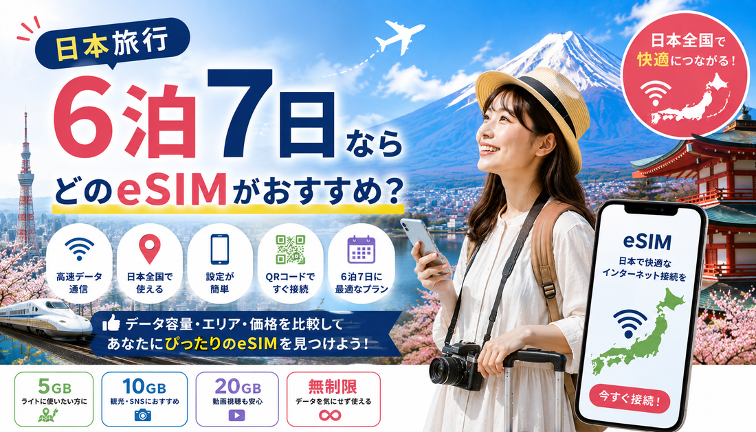 日本旅行6泊7日ならどのeSIMがおすすめ？