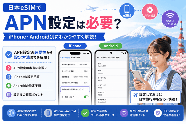 日本eSIMでAPN設定は必要？iPhone・Android別に解説