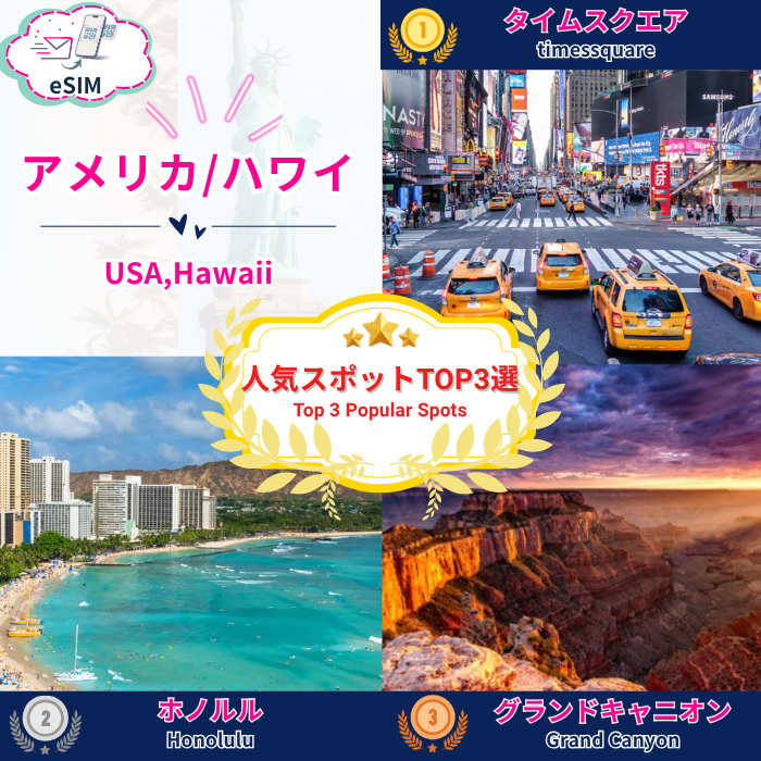 アメリカ/ハワイ | eSIMデータ通信